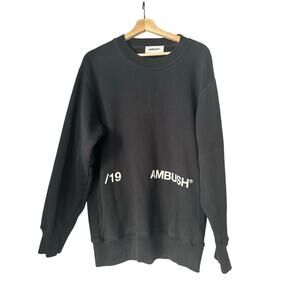 AMBUSH BLACK '19 LOGO Black Crewneck Sweatshirt Size 2